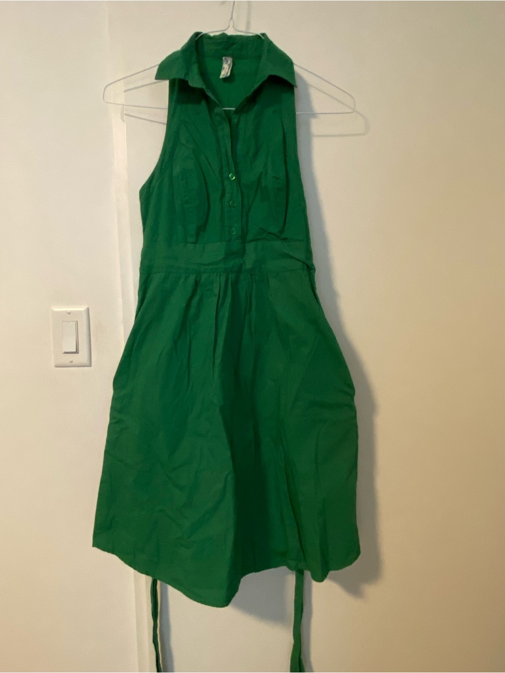 Maeve Kelly Green Button-Front Shirt Dress with Tie
